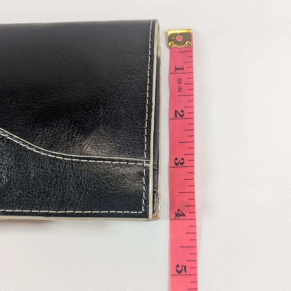 Elegant Black Genuine Leather Wallet Kiss Lock & Magnetic Snap Secured Pockets